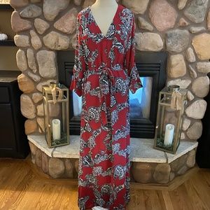 Express Floral Long Sleeve Button Up Maxi Shirt Dress NWT